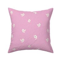 Ditsy White Floral on Linen Pink 8 in