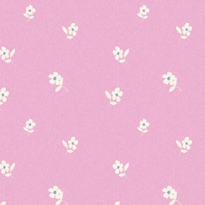 Ditsy White Floral on Linen Pink 10 in