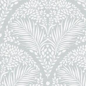 Arched Vines White on Soft Grey