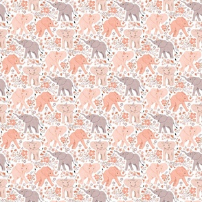 Elephants Entertain with Wonderful Wildflowers - orange neutrals, small 