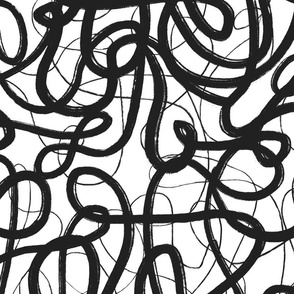 Urban Abstract black Scribble - Modern Art Decor with Dynamic Swirls
