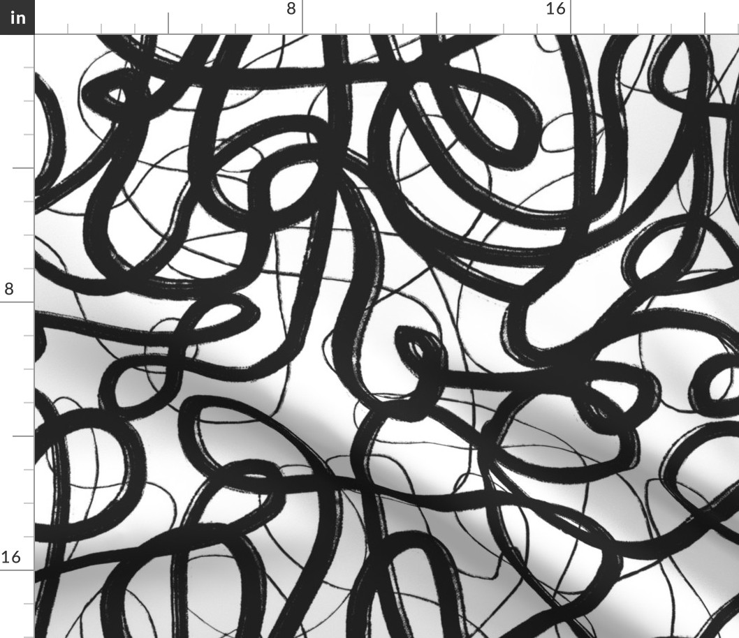 Urban Abstract black Scribble - Modern Art Decor with Dynamic Swirls