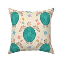 Turtle and Starfish Pattern 10 Inch Repeat