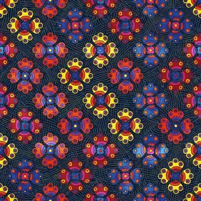 Colorful Ornamental Flowers Navy