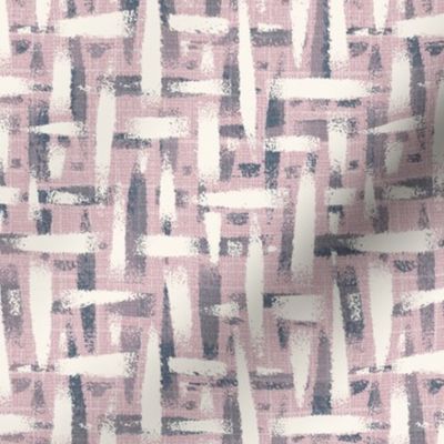 roughly woven textured wallpaper - dusty pink, cream, gray - medium scale