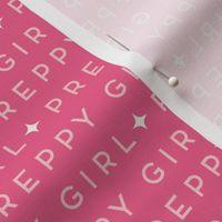 Bubblegum pink preppy girl written , back to school text for girls in small scale