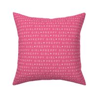 Bubblegum pink preppy girl written , back to school text for girls in small scale