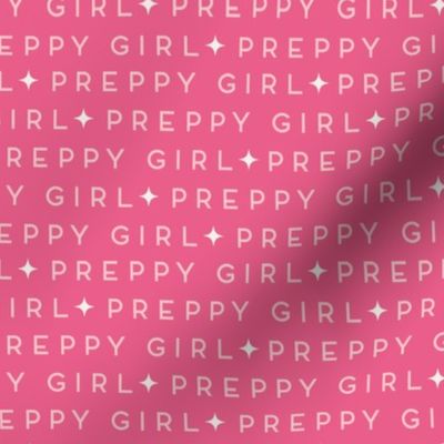 Bubblegum pink preppy girl written , back to school text for girls in small scale