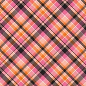 small diagonal plaid / halloween pink