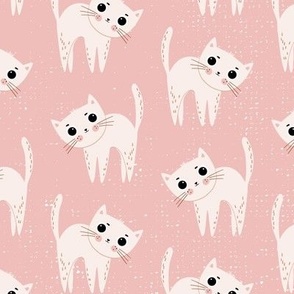 Cute  white cats on pink