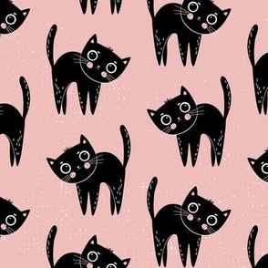 Cute Halloween Black cats on pink