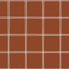 Hand drawn brown and white grid |2 inch white  grid lines on chocolate brown