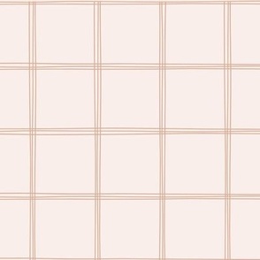 Hand drawn brown and cream grid |2 inch tan brown grid lines on cream
