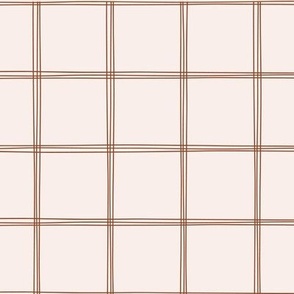Hand drawn brown and cream grid |2 inch brown grid lines on cream