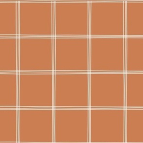 Hand drawn brown and white grid |2 inch white grid lines on gold brown