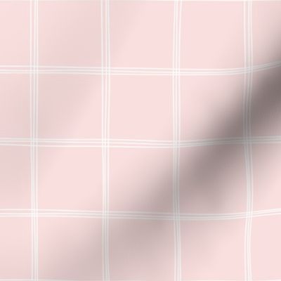 Hand drawn pink and white grid |2 inch white  grid lines on pastel pink