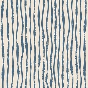 (Small) Textured Paint Stripes - Dark Navy Blue on Off-White