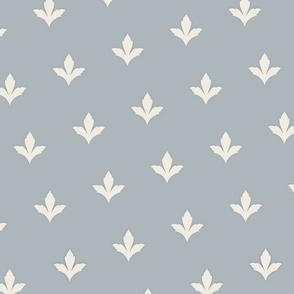 simple acanthus - creamy white_ french grey blue - blue and white traditional leaves blender