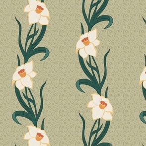 Yellow dancing daffodils - vintage style (small)