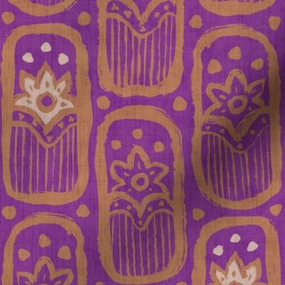 Vintage indian floral folk pattern in block print style. Purple.