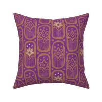 Vintage indian floral folk pattern in block print style. Purple.