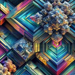 Beautiful Bismuth Crystal Fractal Art