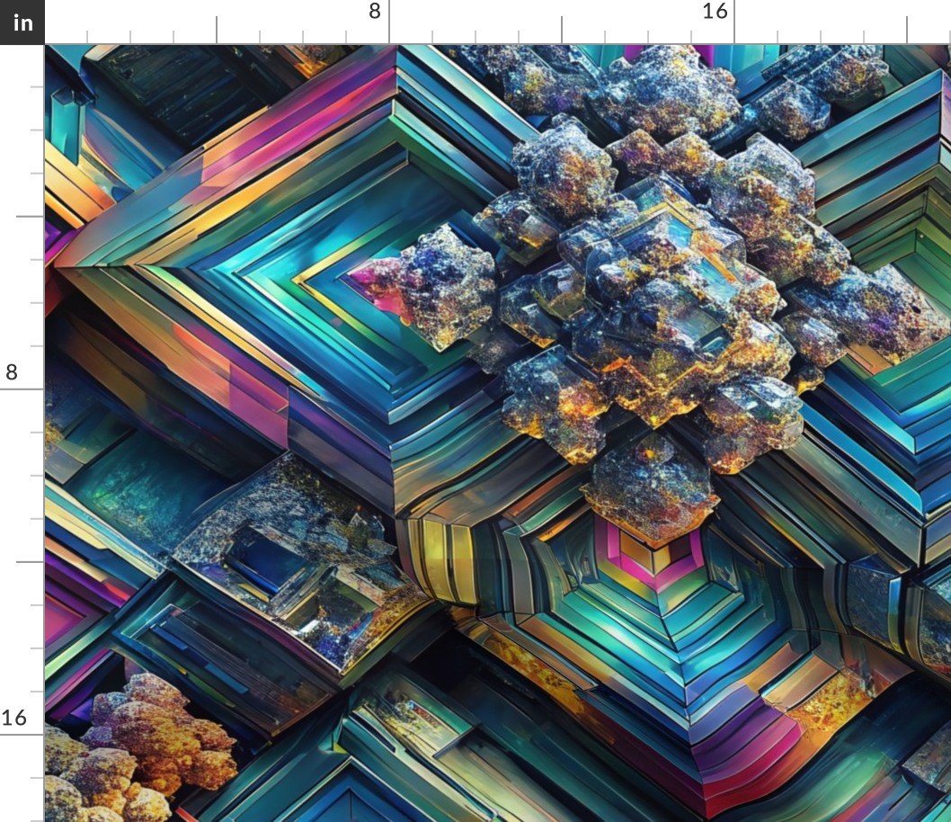 Beautiful Bismuth Crystal Fractal Art