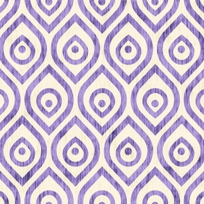 Abstract geometric vintage pattern. Abstract peacock feathers in scandinavian style. Purple ogee.