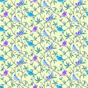 Small scale-Hand painted blue and purple birds