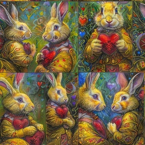 Alice in Wonderland White Rabbit Collage with Red Hearts