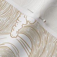 Vintage Ocean Waves in Driftwood on White