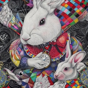 Alice in Wonderland White Rabbit Colorful Patchwork Clothing