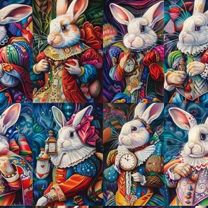 Alice in Wonderland White Rabbit Vibrant Time Collage