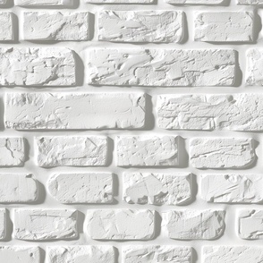 Jumbo Textured White Brick Wall