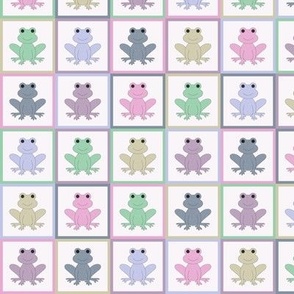 Colorful Frog Windowpane Grid in Pink, Periwinkle, Green, Sandstone, Purple, Gray and White - Small