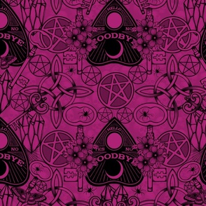  Pentagrams Ouija Planchette Witchy Knots Hot Pink And Black