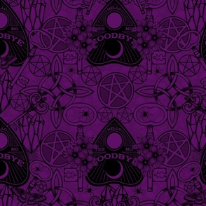  Pentagrams Ouija Planchette Witchy Knots Purple  And Black