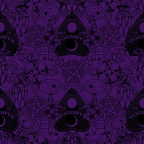  Pentagrams Ouija Planchette Witchy Knots Dark Purple  And Black