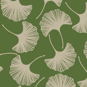 Gingko Leaves in Ivory and Avocado