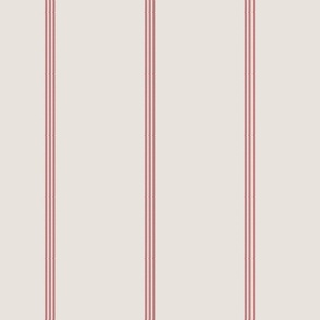 Triple narrow stripe for linen cotton canvas red on light grey 2096-83