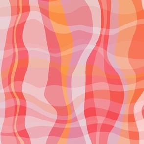 Large Wavy Groovy Plaid Pink Orange Lavender