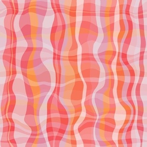 Small Wavy Groovy Plaid Pink Orange Lavender