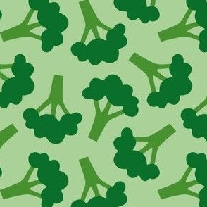 Broccoli Florets - small scale scattered broccoli florets on light green background