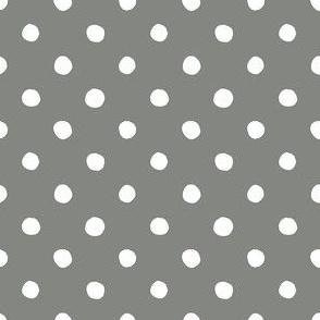 Medium Handdrawn Dots - rainbow quilting collection - white on Pewter gray - Petal Signature Cotton Solids coordinate