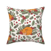 Little Foxy Sleeping in the Holly Bushes - Natural Christmas Collection - Natural BG