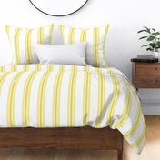 Medium - 5 stripes - Yellow on white - Indian Yellow - classic coastal neutral wallpaper - Farmhouse ticking stripe - happy nursery gender neutral