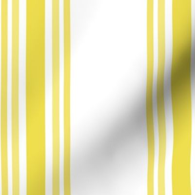 Medium - 5 stripes - Yellow on white - Indian Yellow - classic coastal neutral wallpaper - Farmhouse ticking stripe - happy nursery gender neutral