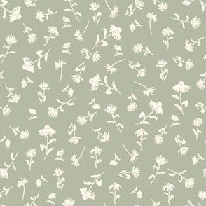 Daisy Patch // Wildflower Scatter // Light Sage Green // 