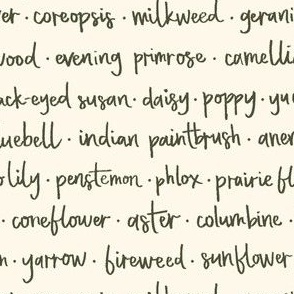 Wildflower Walk // Flower Names Text  Words // Cream & Green // 