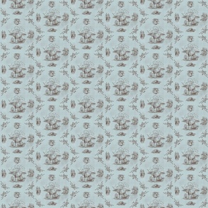 Vintage Longhorn on Aqua Distressed Linen Look small